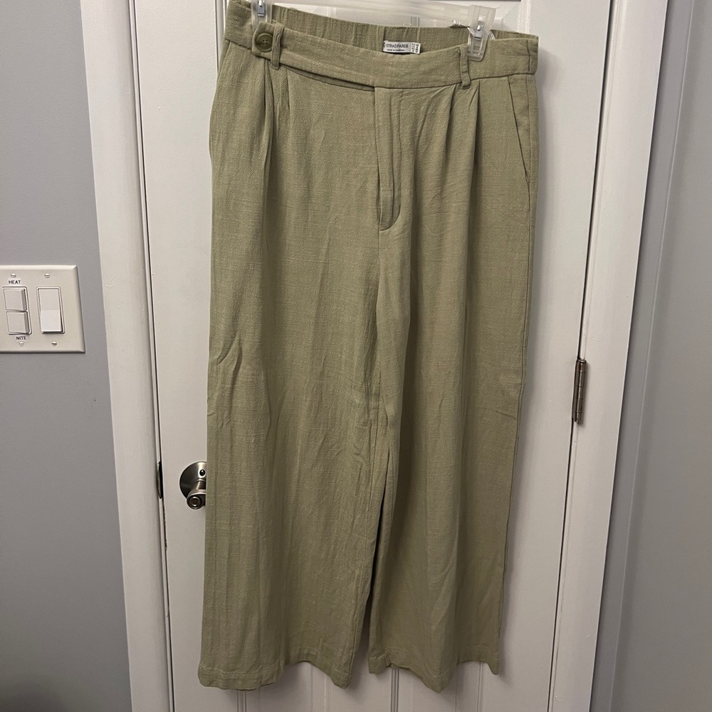 Linen Blend Trousers | Stradivarius | Size 8